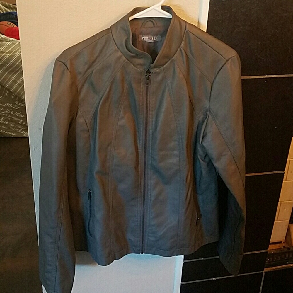 Gray faux leather jacket