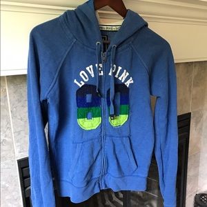 VS blue hoodie.