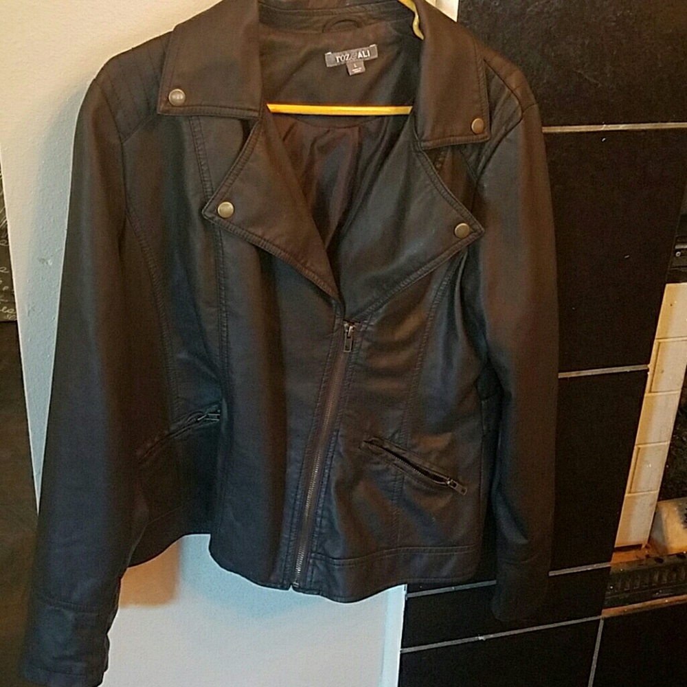 Brown faux leather jscket