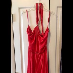 Halter blouson High-Low Dress