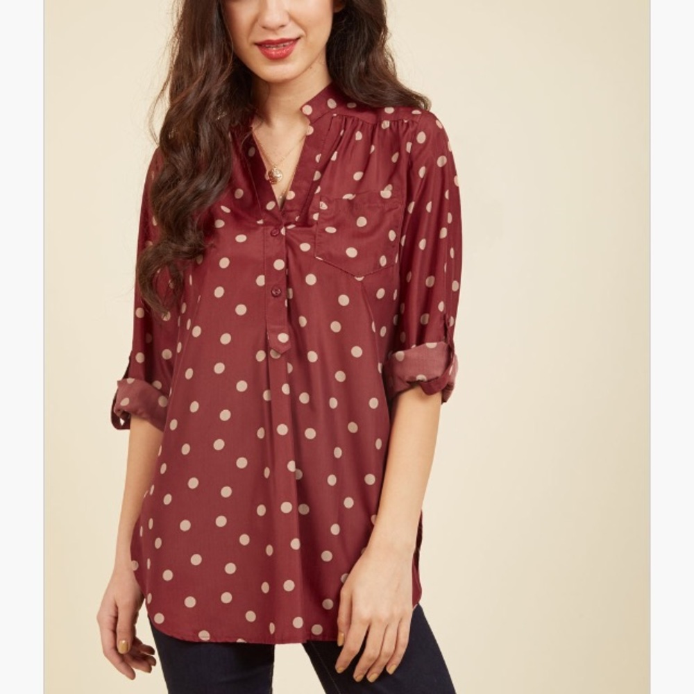 ModCloth Red Polka Dot Top