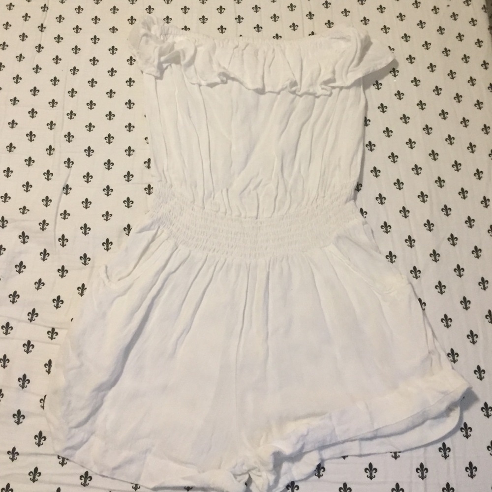 White strapless romper