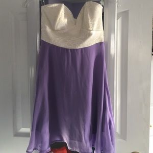 White lace and lavender chiffon dress size small