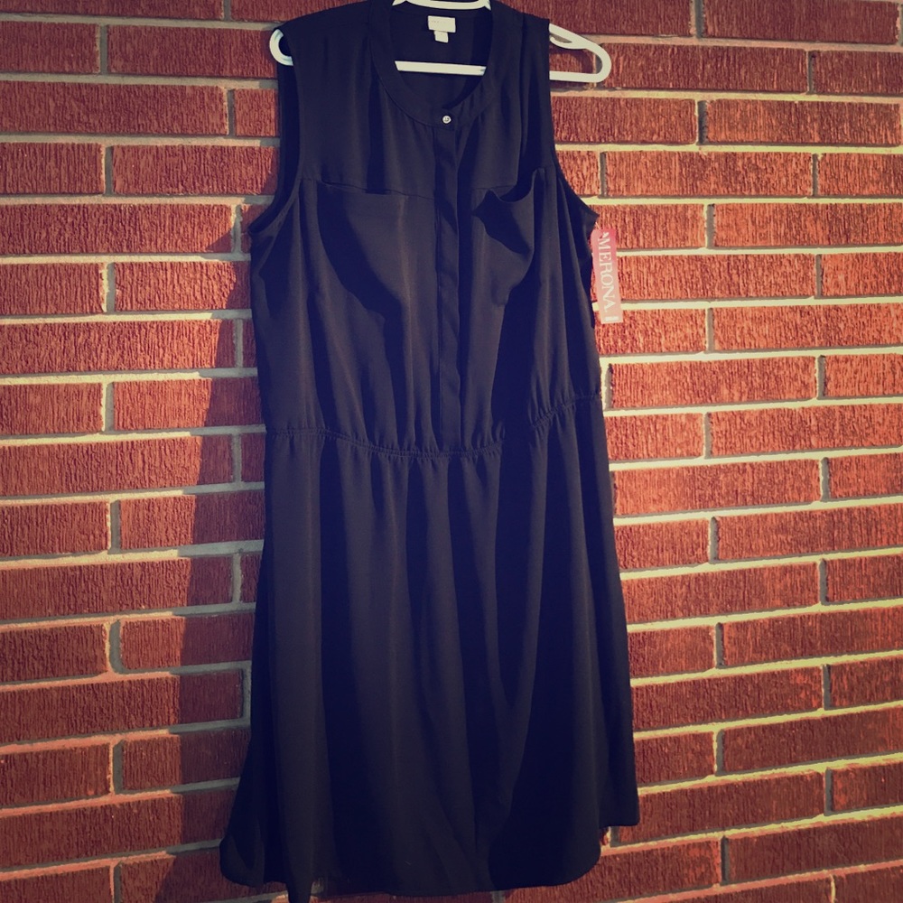 Merona button sleeveless black dress size XXL NWT
