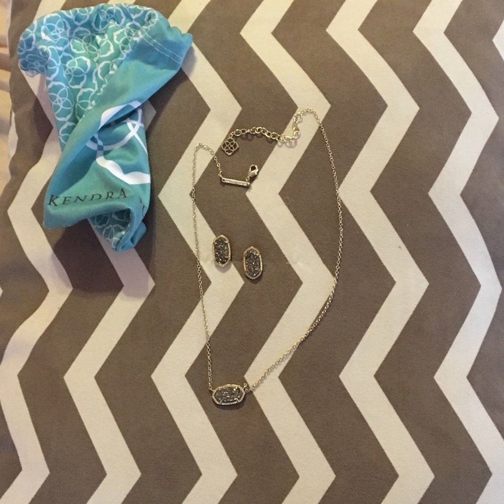 Kendra Scott SET platinum drusy in gold