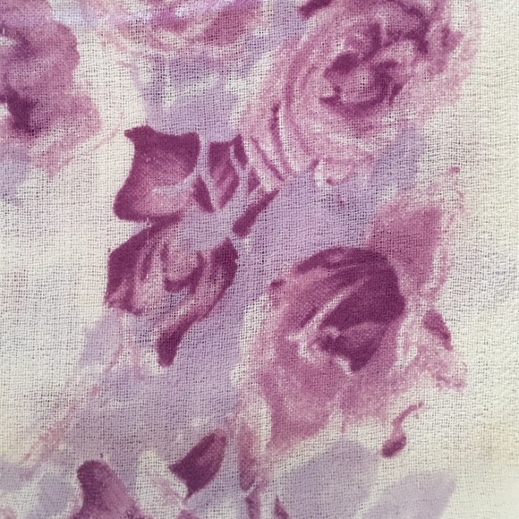 Talbots mauve rose print scarf 100% wool - Picture 3 of 4