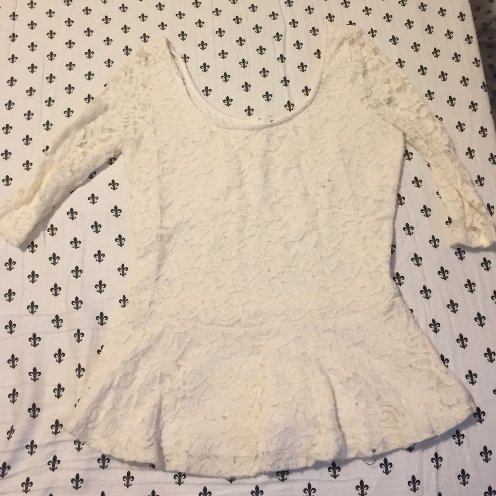 White lace peplum top