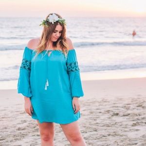 Green Dragon Clothing Dresses - LIKE NEW Aqua Off-the-Shoulder Tunic Green Dragon Clothing Dresses - LIKE NEW Aqua Off-the-Shoulder Tunic