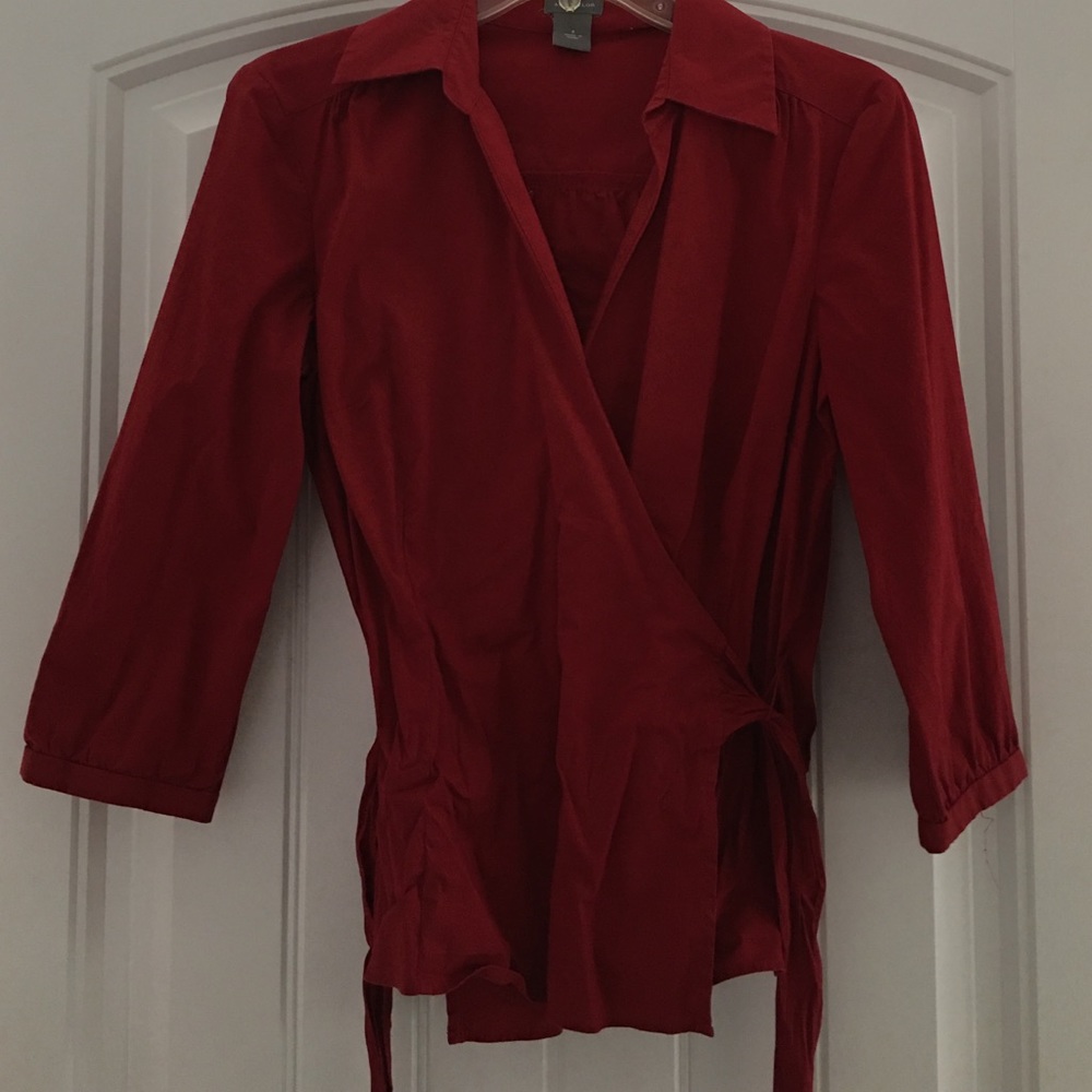 Red wrap blouse from Ann Taylor. Size 8.