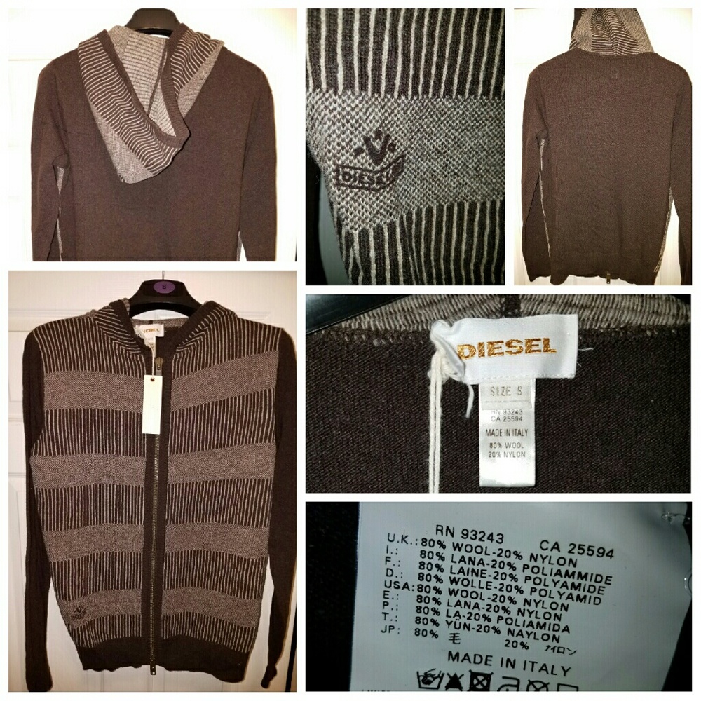 Men's Diesel Zip-Up Hooded Sweater