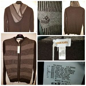 Men's Diesel Zip-Up Hooded Sweater