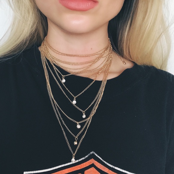 • gold mesh choker chain necklace • - Picture 4 of 4