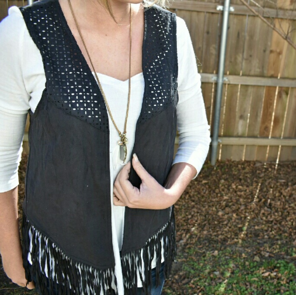 Mossimo Fringe Suede Vest