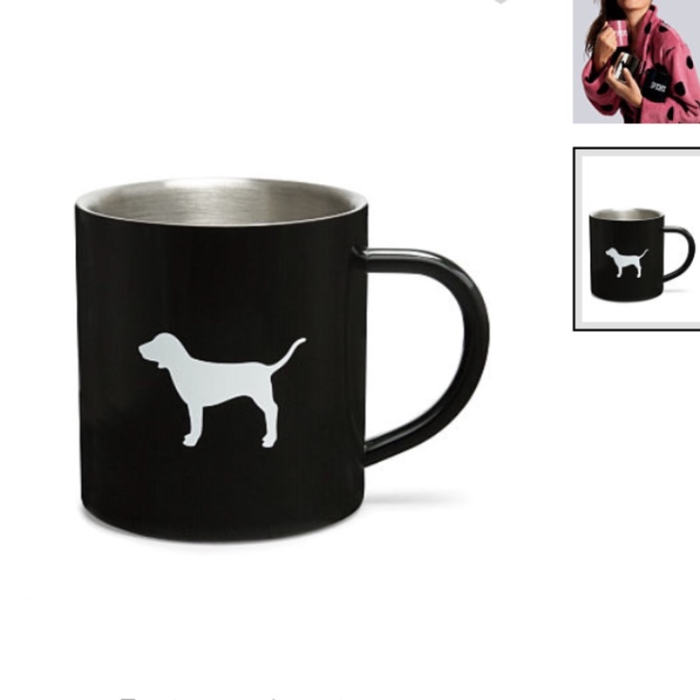 NWT PINK Victoria's Secret black mug