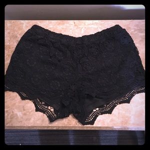 Black crochet shorts