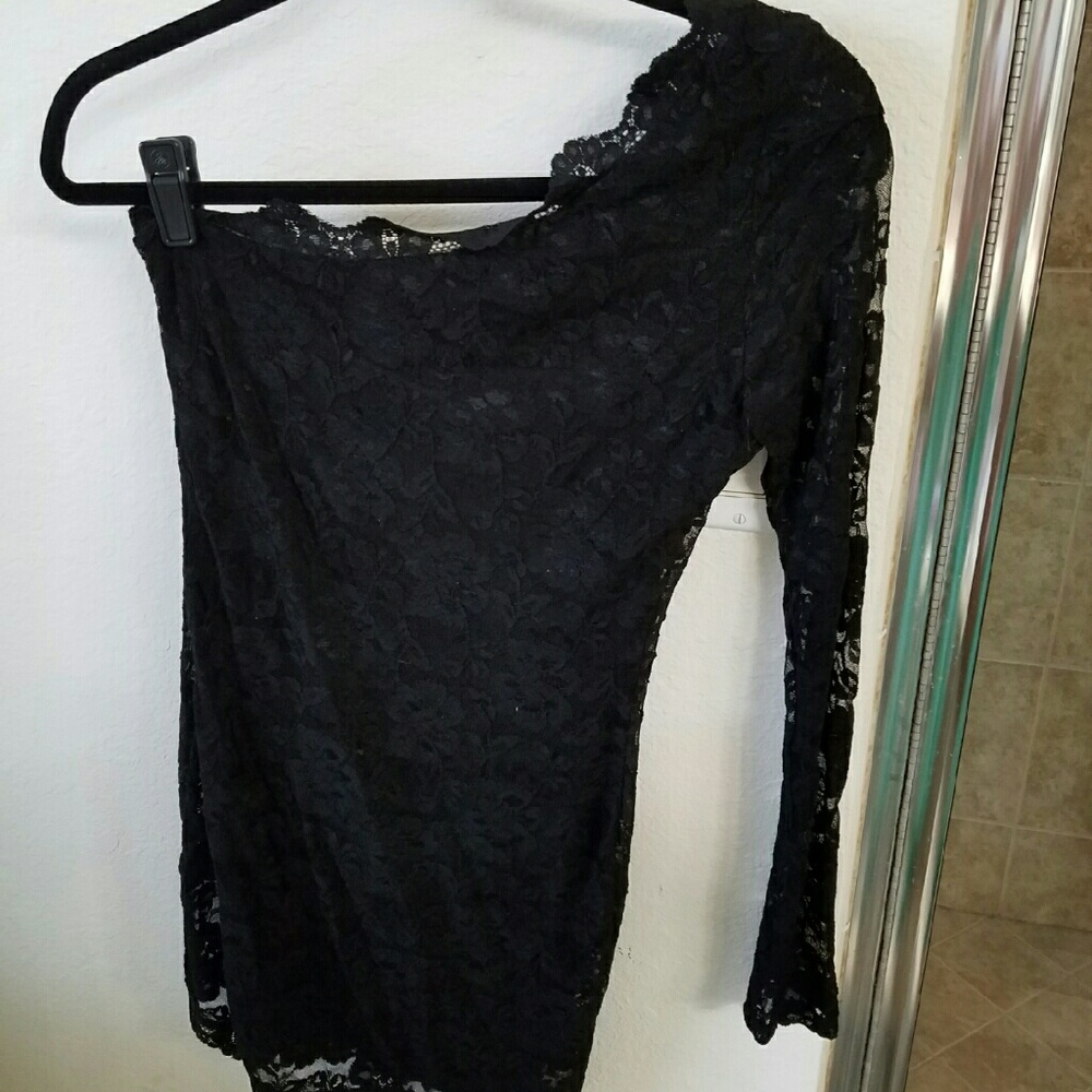 One shoulder lace cocktail dress