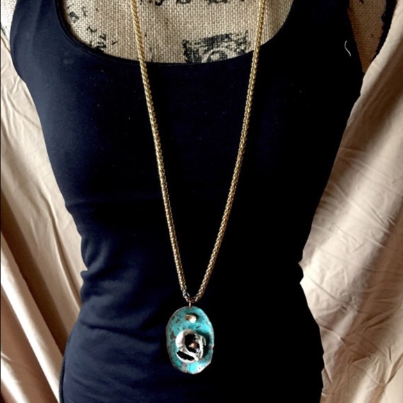 💍🍾Mixed Metal Aged looking large Pendant - Picture 4 of 4