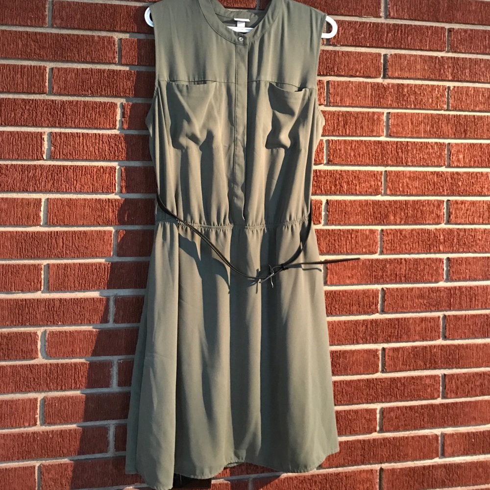 Merona green sleeveless dress w belt size XXL
