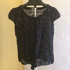 Van Huesen Black Lace Button-Ip