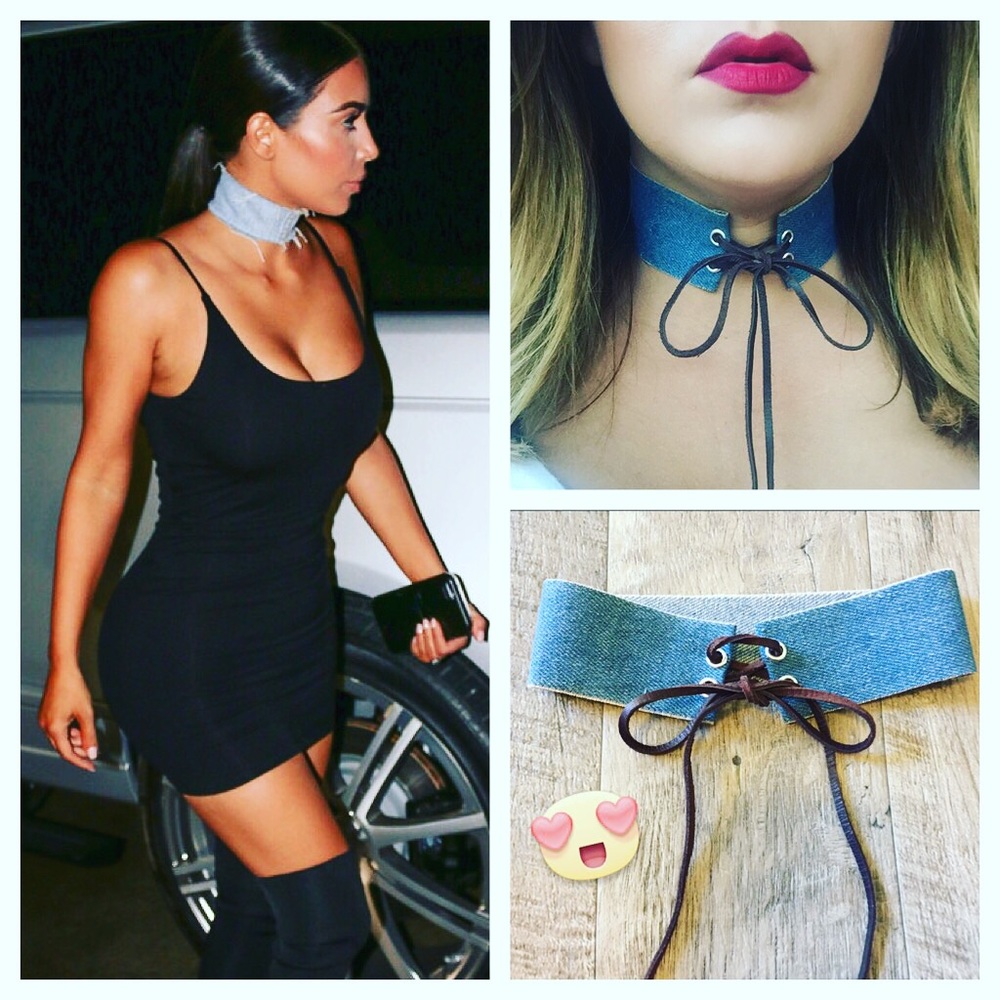 Blue Jean choker. Denim Choker