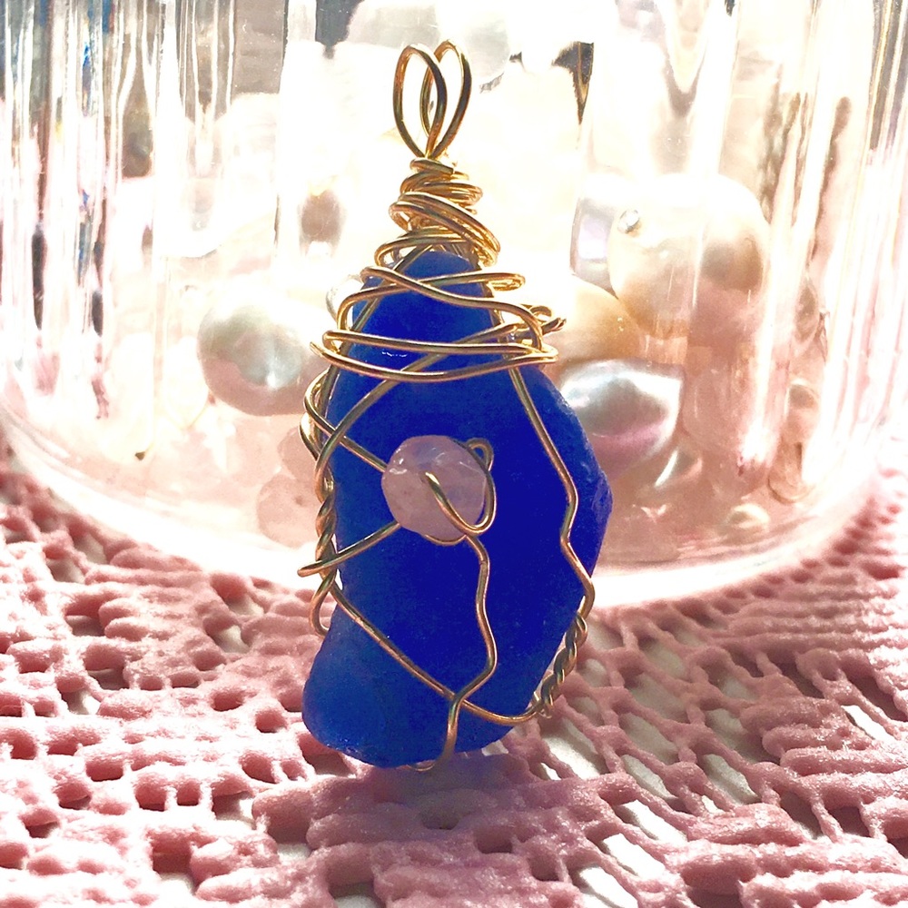 Colbalt blue Sea glass Pendant