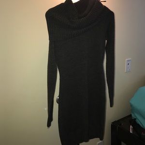Green turtleneck sweater dress