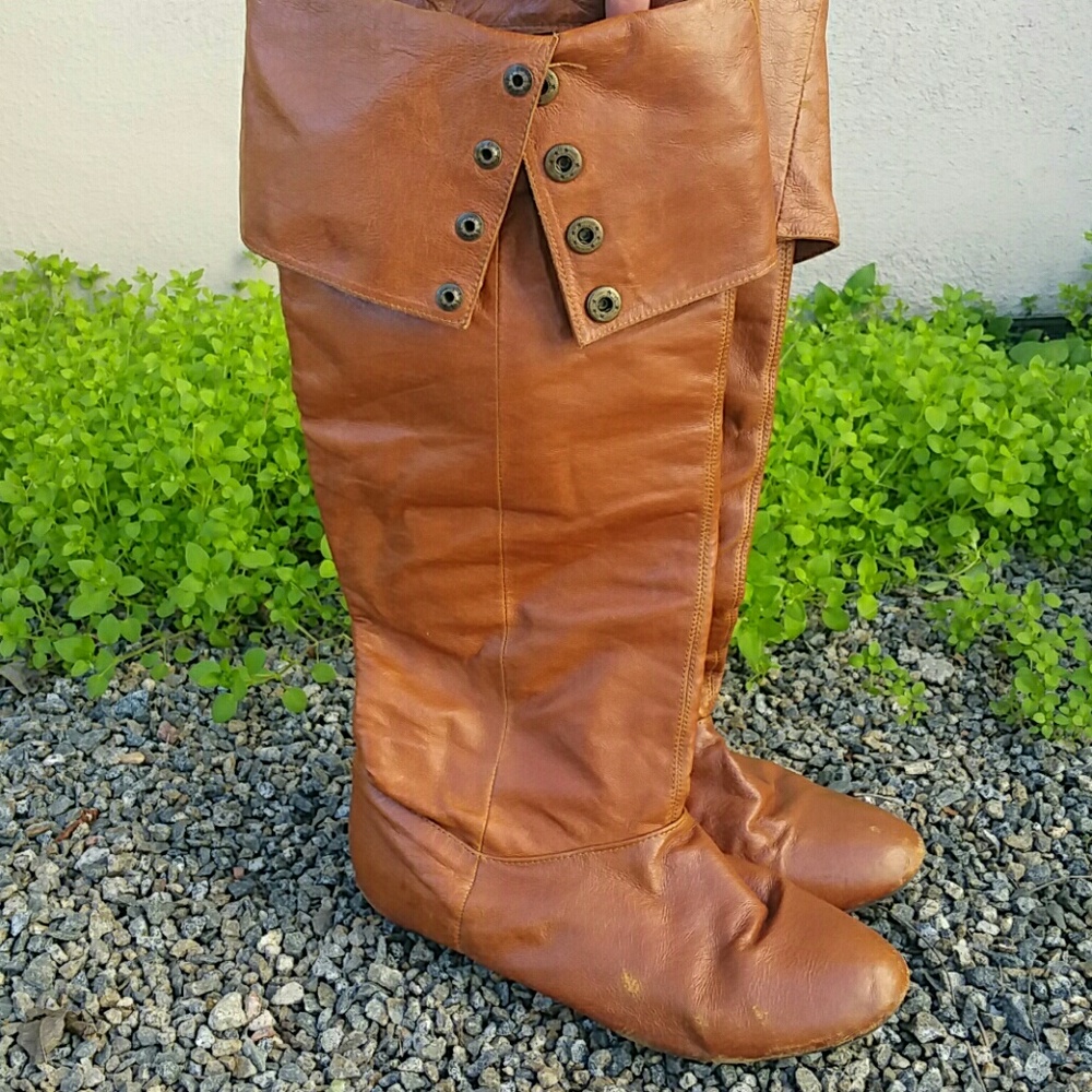 Faux Leather Slouch Boots