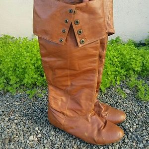 Faux Leather Slouch Boots