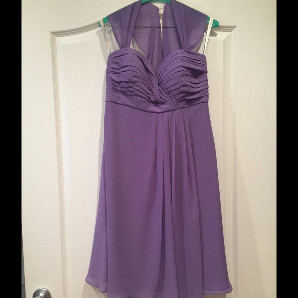 Bill Levkoff purple bridesmaid dress