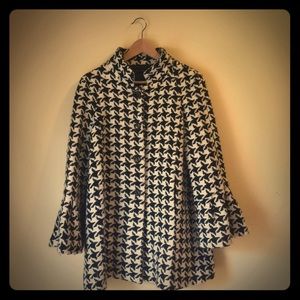 Zara tweed coat with flared sleeves size M