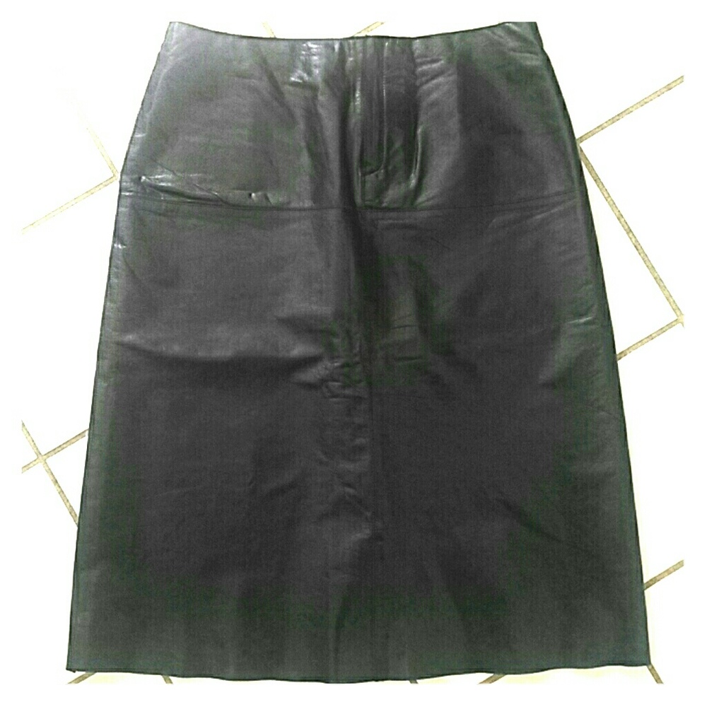 Black leather a-line skirt