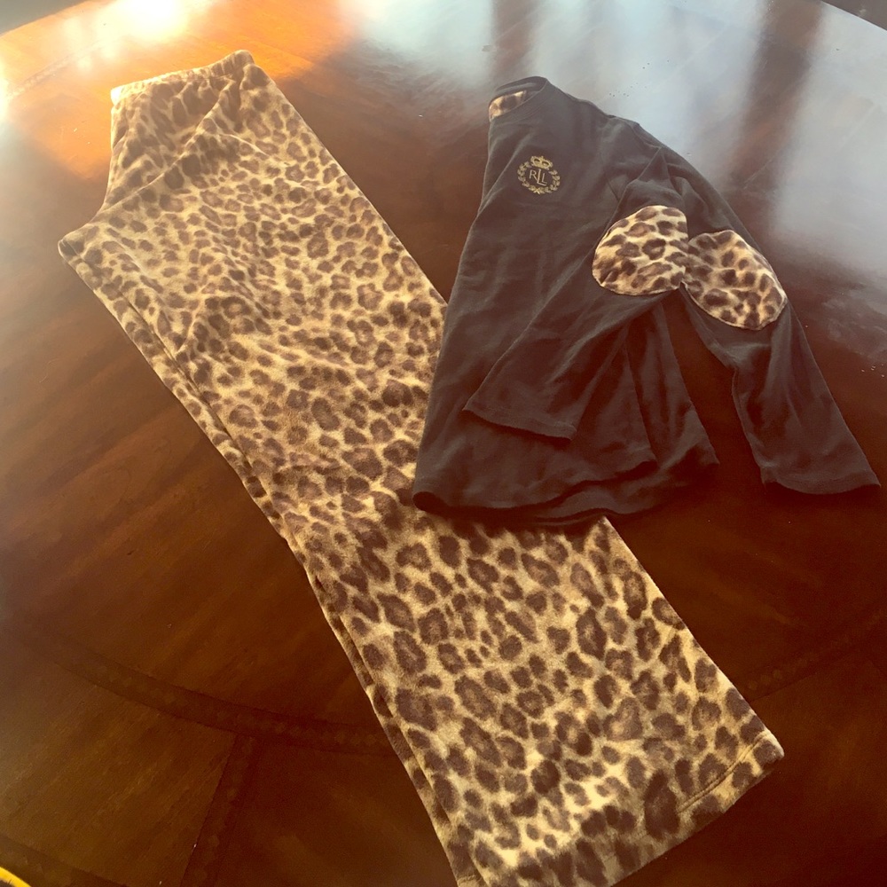 Ralph Lauren Fleece Leopard Pajama Set