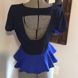 Open back colorblock peplum top