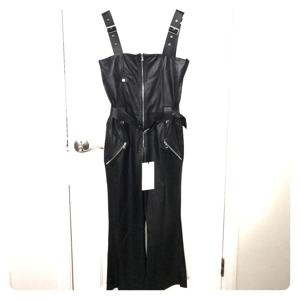 Zara Studio Blk Leather Jumpsuit - Size M/L