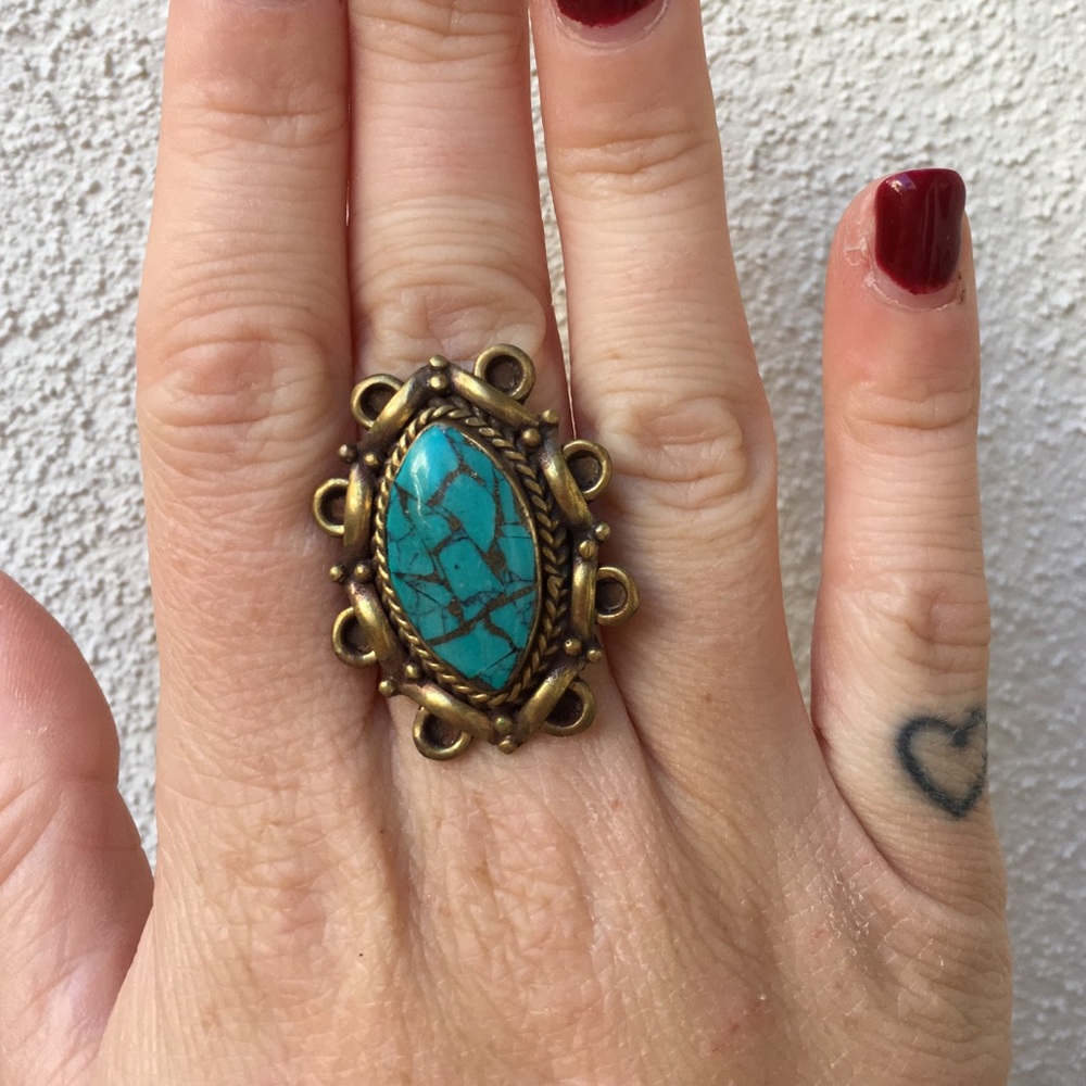 Boho style turquoise ring