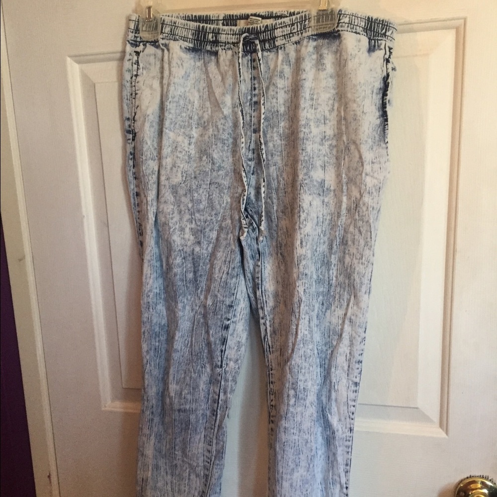 Acid Wash Tie Pants