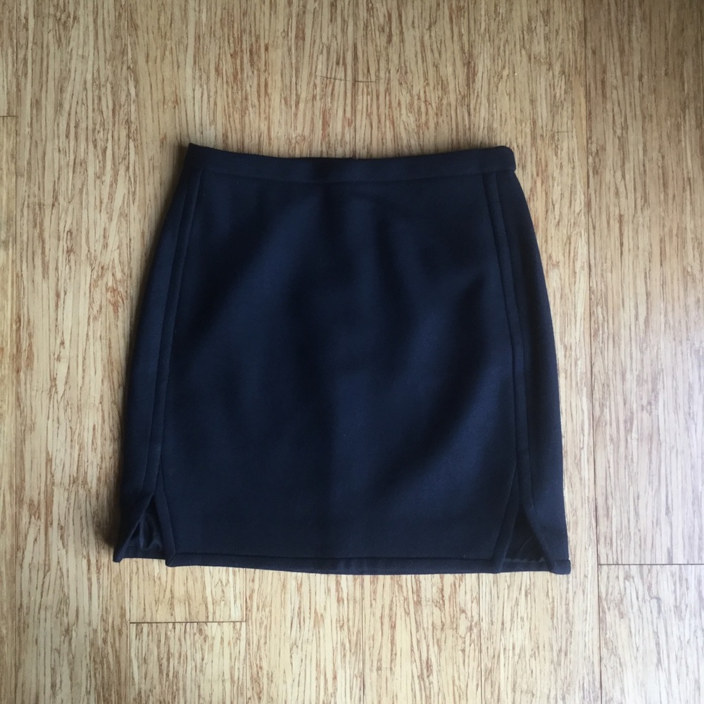 J. Crew Black Double Notch Wool Mini Skirt