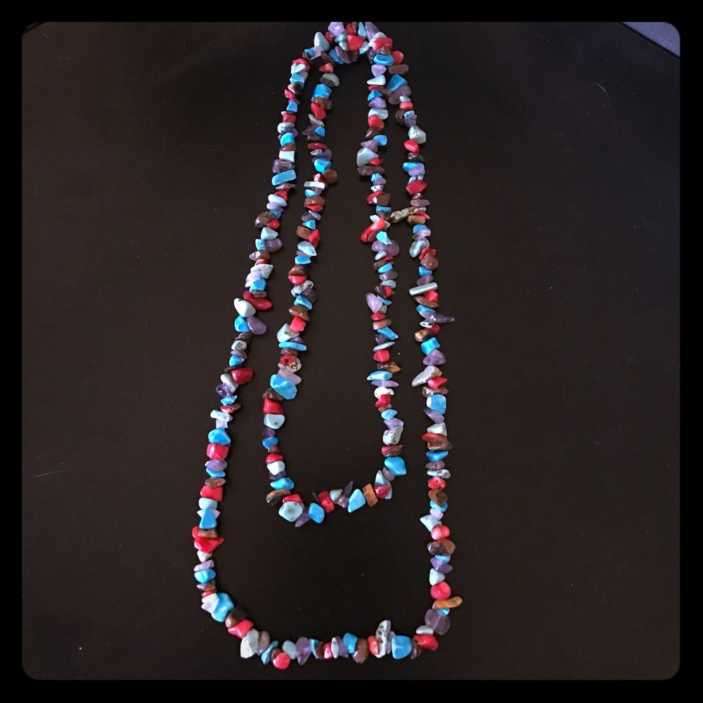 Multicolored stone necklace