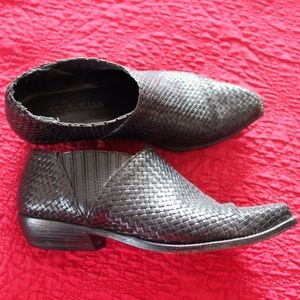 Black Woven Leather Cole Haan Booties 7M