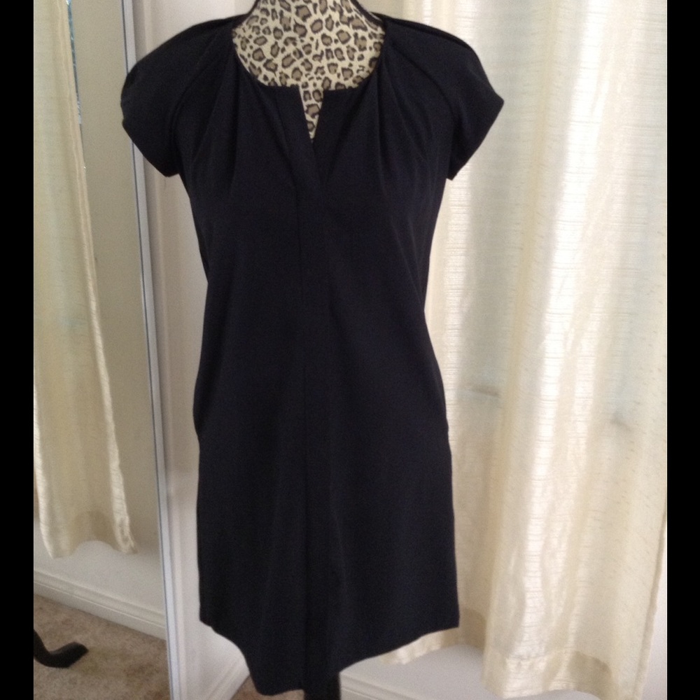 Black button up shift dress w/ pockets