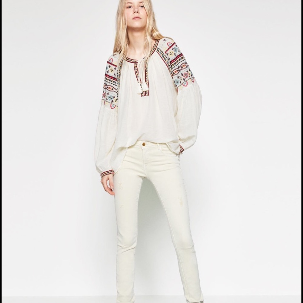 Cream color skinny jeans