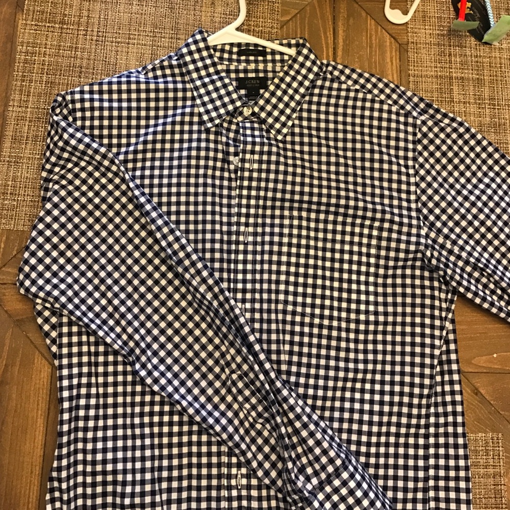 Ludlow point collar blue gingham dress shirt
