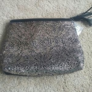 Gold and black velvet makeup bag