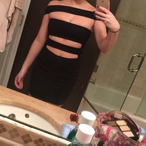 Black strappy mini dress size small