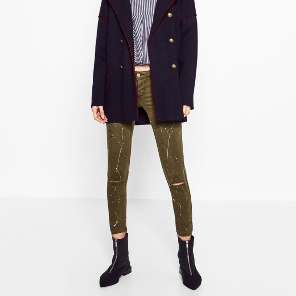 Khaki paint splatter jeans