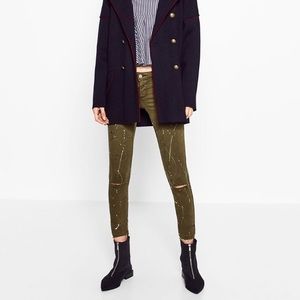 Khaki paint splatter jeans