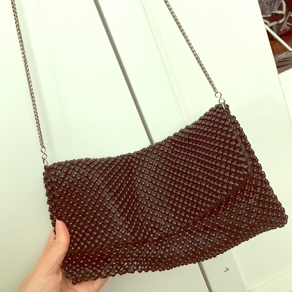 Black beaded Nina cross body