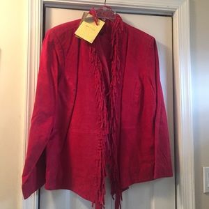 Red suede jacket-QVC