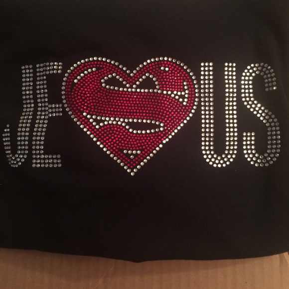 "JESUS" Rhinestone T-shirt - Picture 1 of 2