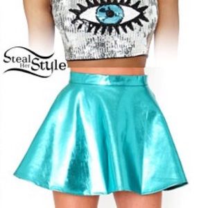Dollskill Blue Metallic Skater Skirt